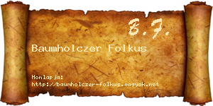 Baumholczer Folkus névjegykártya